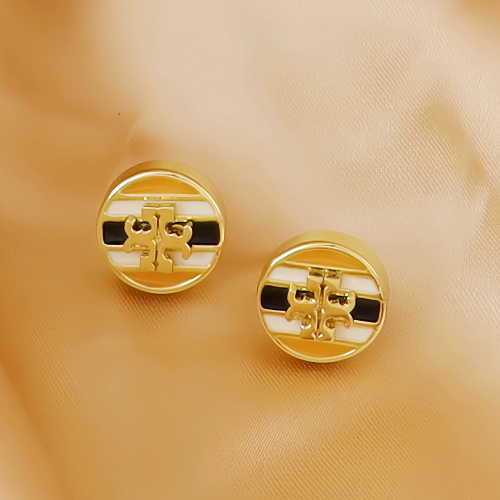 Tory Burch Classic Enamel Glaze Double Letter Earrings